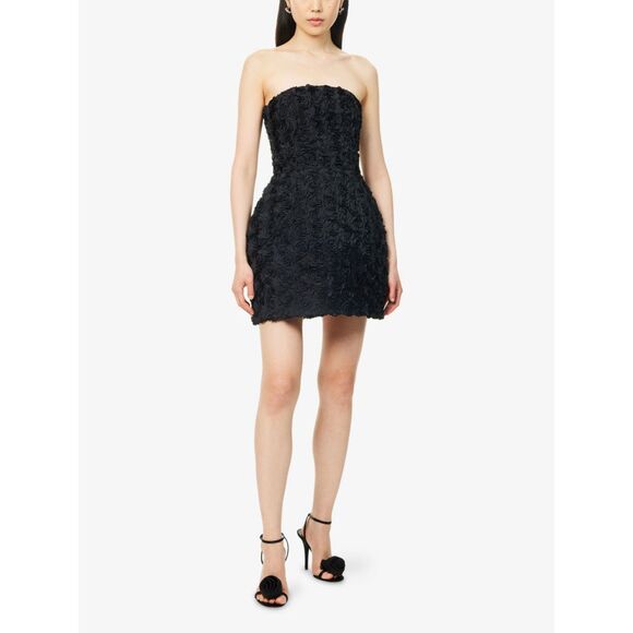 Nadine Merabi Women's Black Maisy 3D Tulip Mini Strapless Dress Size Small - Picture 1 of 7